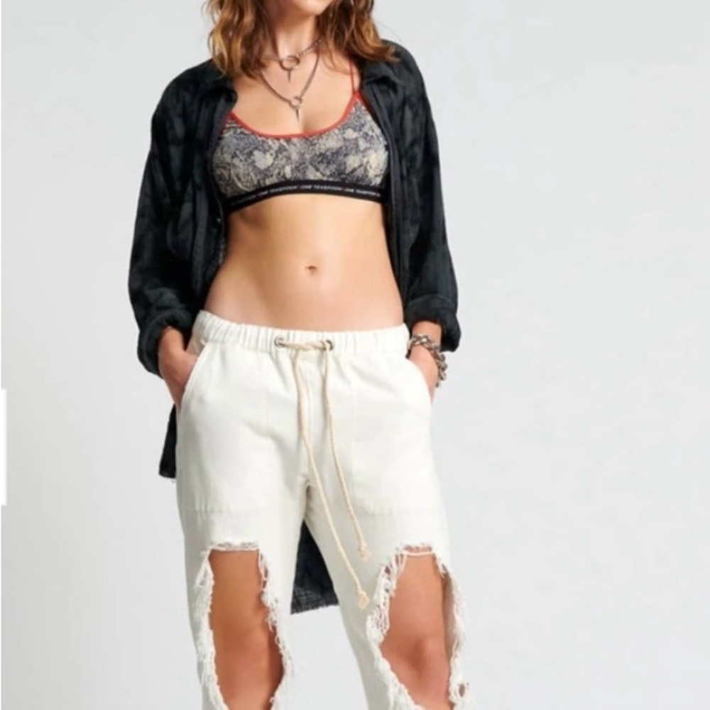 One Teaspoon White Distressed denim Pants